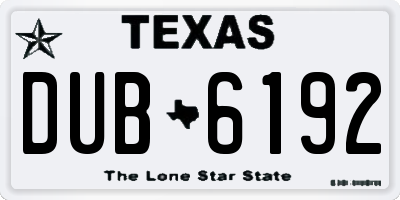 TX license plate DUB6192