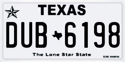 TX license plate DUB6198