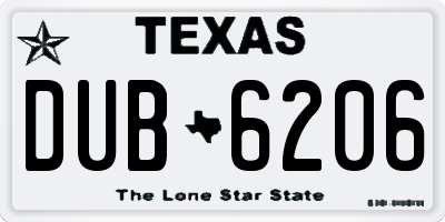 TX license plate DUB6206