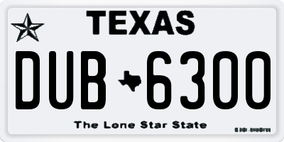TX license plate DUB6300