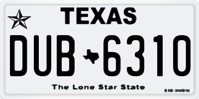 TX license plate DUB6310