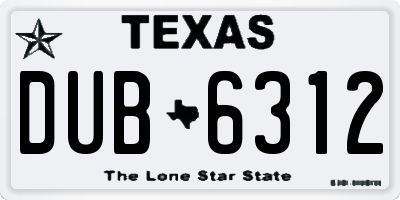 TX license plate DUB6312