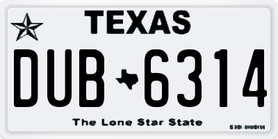 TX license plate DUB6314