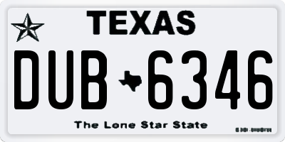 TX license plate DUB6346