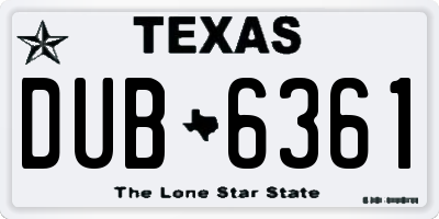 TX license plate DUB6361