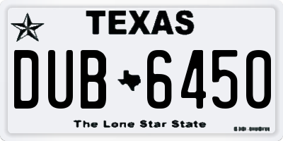TX license plate DUB6450