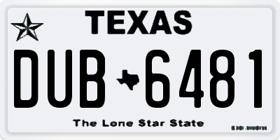 TX license plate DUB6481