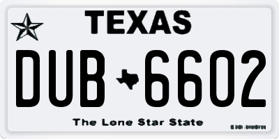 TX license plate DUB6602