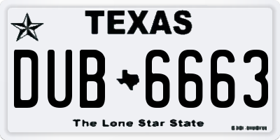 TX license plate DUB6663