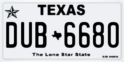 TX license plate DUB6680