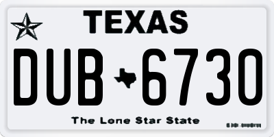 TX license plate DUB6730