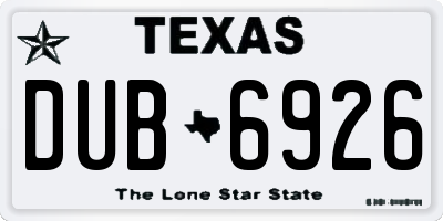 TX license plate DUB6926