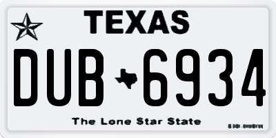 TX license plate DUB6934