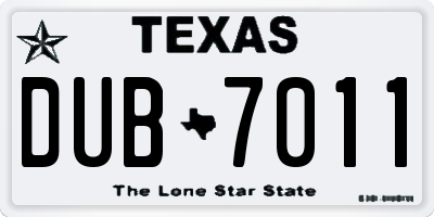 TX license plate DUB7011