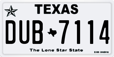 TX license plate DUB7114