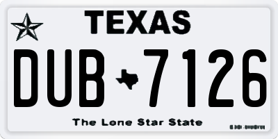 TX license plate DUB7126