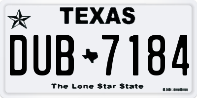 TX license plate DUB7184