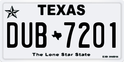 TX license plate DUB7201