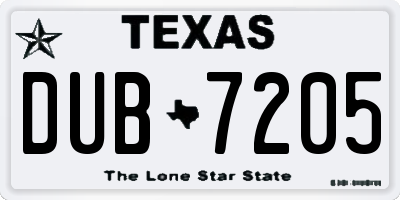 TX license plate DUB7205