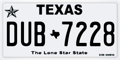TX license plate DUB7228