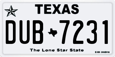 TX license plate DUB7231
