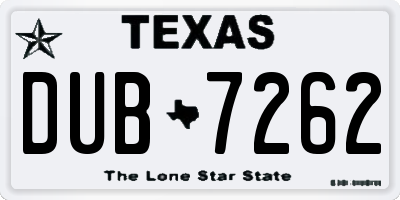TX license plate DUB7262