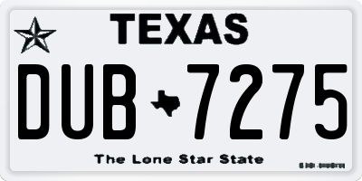 TX license plate DUB7275
