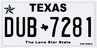 TX license plate DUB7281