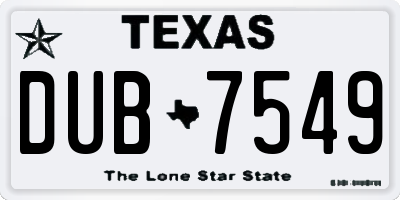 TX license plate DUB7549