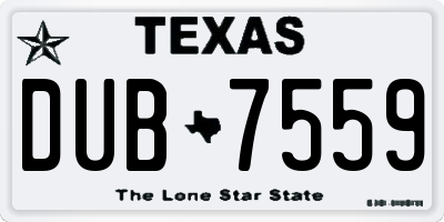 TX license plate DUB7559