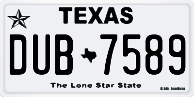 TX license plate DUB7589