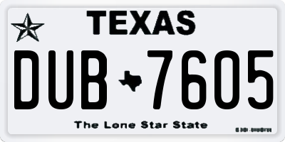 TX license plate DUB7605