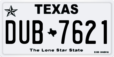 TX license plate DUB7621