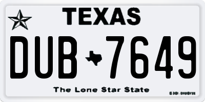 TX license plate DUB7649