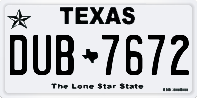 TX license plate DUB7672