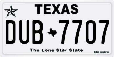 TX license plate DUB7707