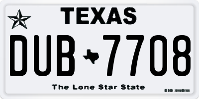 TX license plate DUB7708