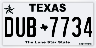 TX license plate DUB7734