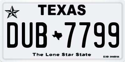 TX license plate DUB7799