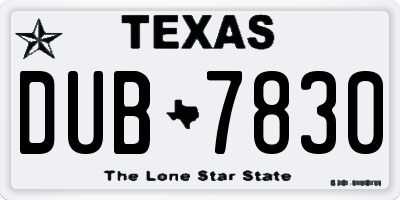 TX license plate DUB7830