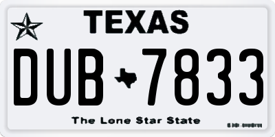 TX license plate DUB7833