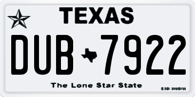 TX license plate DUB7922