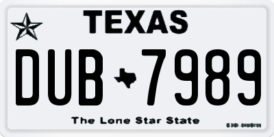 TX license plate DUB7989