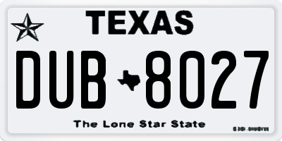 TX license plate DUB8027