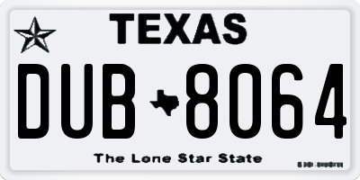 TX license plate DUB8064