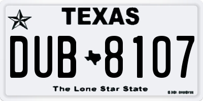 TX license plate DUB8107