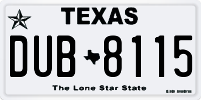 TX license plate DUB8115