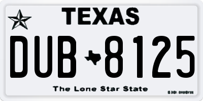 TX license plate DUB8125