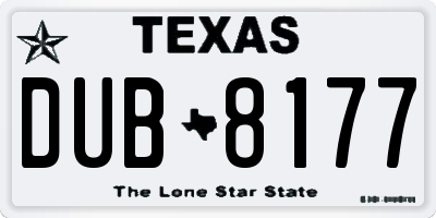TX license plate DUB8177