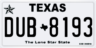 TX license plate DUB8193